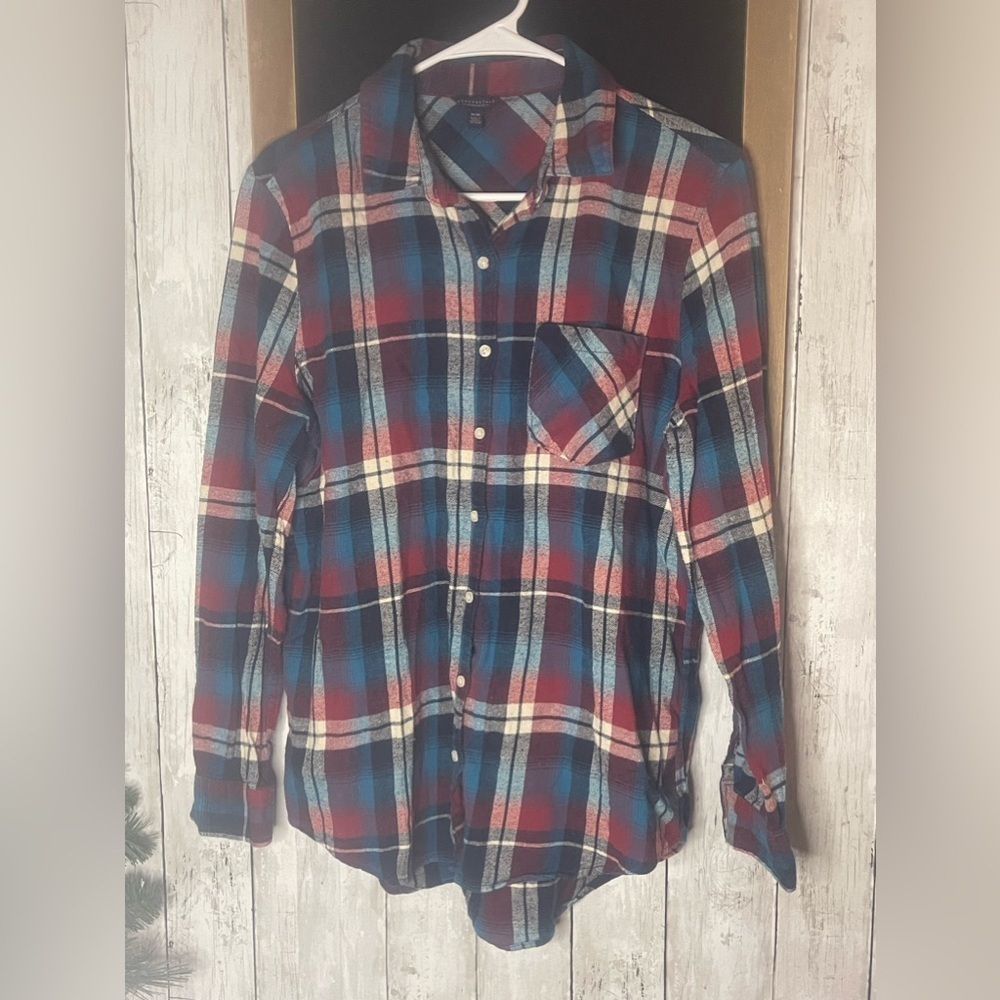 Aeropostale Button Up Shirt Men's Small Long Sleeve Plaid Flannel Casual